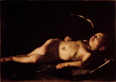 لوحة الحب النائم التي رسمها مايكل أنجلو ميريسي تسمى كارافاجيو أو كارافاجيو (1571-1610) 1608 الشمس 71 × 105 سم فلورنسا ، قصر بيتي ، جاليريا بالاتينا بواسطة مايكل أنجلو ميريسي دا كارافاجيو
