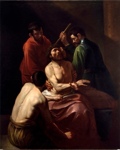 تتويج العمود الفقري لوحة رسمها مايكل أنجلو ميريسي تسمى كارافاجيو أو كارافاجيو (1571-1610) (منسوبة مؤخرًا) أبعاد 203x166 سم ، كنيسة سان بارتولوميو ديلا سيرتوزا بواسطة مايكل أنجلو ميريسي دا كارافاجيو