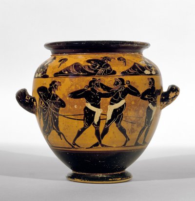 علية الشكل الأسود طائرون يصور الملاكمين ، c.520-500 قبل الميلاد (الفخار) (انظر أيضًا 100575) بواسطة رسام ميشيغان