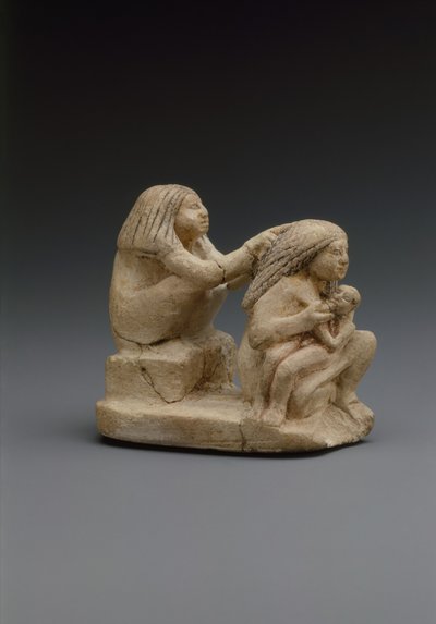 مجموعة امرأتين وطفل ، c.1981–1500 قبل الميلاد (الحجر الجيري ، الطلاء) بواسطة المملكة الوسطى المصرية