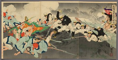 انتصار عظيم لقواتنا في معركة Ansong Ford الشرسة (Anjo no watashi waga gun taisho no zu) بواسطة ميجيتا توشيهيد