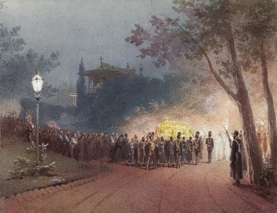 يحمل التابوت مع جثمان ألكسندر الثالث من القصر الصغير في ليفاديا ، 1895 بواسطة Mihaly بواسطة Zichy