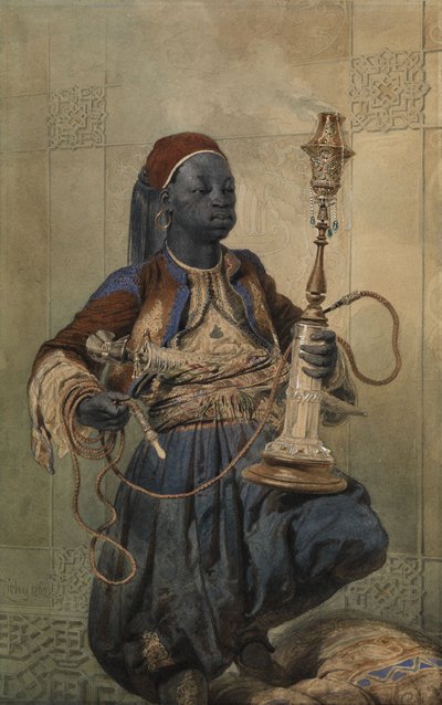 النوبي مع النرجيلة ، 1862 بواسطة Mihaly بواسطة Zichy