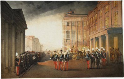 موكب أمام قصر أنيشكوف في 26 فبراير 1870 ، 1870 بواسطة Mihaly بواسطة Zichy