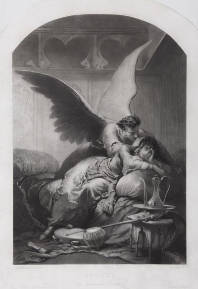تمارا وشيطان. رسم توضيحي لقصيدة الشيطان بواسطة ميخائيل ليرمونتوف ، ج. 1880 بواسطة Mihaly بواسطة Zichy