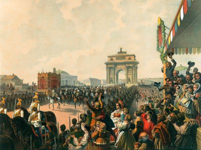 دخول النصر لجلالتي الإسكندر الثاني وماريا الكسندروفنا إلى موسكو ، 1856. بواسطة Mihaly بواسطة Zichy