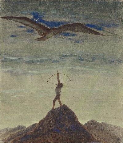 برج القوس (من دائرة "البروج") par Ciurlionis ، Mikalojus Konstantinas (1875-1911). تمبرا على ورق ، الحجم: 35،3x30،1 بواسطة Mikalojus Konstantinas Čiurlionis