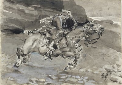 فارس. رسم توضيحي لقصيدة الشيطان بواسطة ميخائيل ليرمونتوف ، 1890-1891 بواسطة ميخائيل الكساندروفيتش فروبل