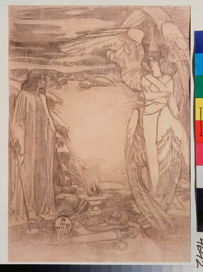 رسم توضيحي pour le poeme Prophete de Alexandre Pouchkine (1799-1837) (رسم توضيحي لقصيدة النبي بواسطة بوشكين) - رسم ميخائيل ألكساندروفيتش فروبل (فروبيل) (1856-1910) ، متفائل على الورق بواسطة ميخائيل الكساندروفيتش فروبل