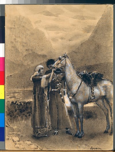 وداع زارا وإسماعيل - رسم توضيحي من قصيدة "إسماعيل باي" (إسماعيل باي) لميخائيل ليرمونتوف (1814-1841) - عمل فني لميخائيل ألكسندروفيتش فروبل (فروبيل) (1856-1910) بواسطة ميخائيل الكساندروفيتش فروبل