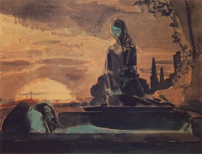 Lamentation I ، 1887 (قلم رصاص ، مرحاض وتبييض على ورق) بواسطة ميخائيل الكساندروفيتش فروبل