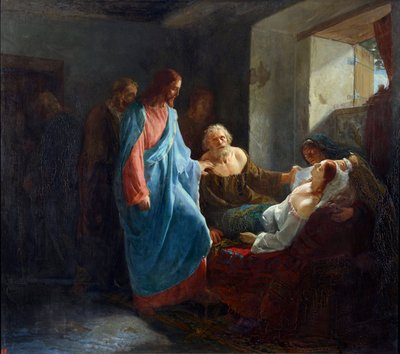 قيامة ابنة يايرس بقلم ميخائيل ميخائيلوفيتش زيلينسكي (1843 - بعد 1882) بواسطة ميخائيل ميخائيلوفيتش زيلينسكي