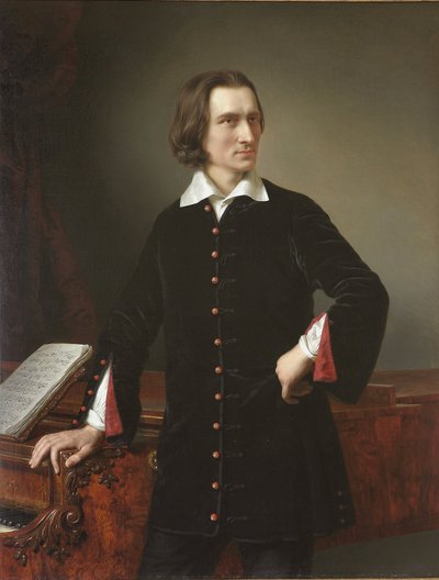 صورة لفرانز ليزت (1811-1886) ، الملحن وعازف البيانو المجري - صورة فرانز ليزت - لوحة لميكلوس باراباس (1810-1898) 1847 المتحف الوطني المجري ، بودابست بواسطة ميكلوس باراباس