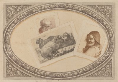 Trompe l'Oeil: مطبوعات مع الرجال والأغنام ، باستخدام ألواح النحاس الأصلية بواسطة ميلانو القرن الثامن عشر وفرانشيسكو لندنيو