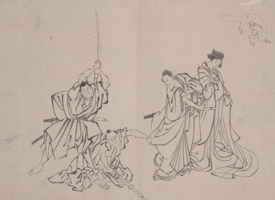 الشكل مع فوكس ، منتصف القرن التاسع عشر (غسيل بالحبر على الورق) بواسطة ميماسو ميماسو