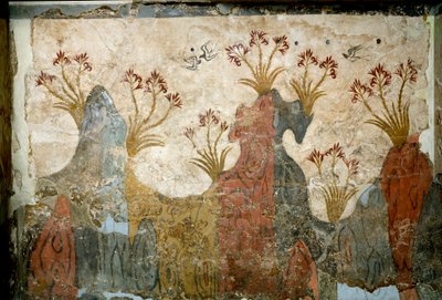 Minoan Art: “” Spring”” Fresco from Akrotiri to Santorini. 16th century BC. Athenes, National Archaeological Museum بواسطة مينوان