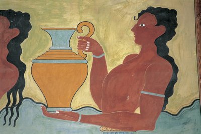 Close-up of a mural on the wall of a palace, Palace of Minos, Knossos, Crete, Greece بواسطة مينوان
