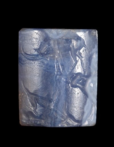 ختم الأسطوانة ، العصر Minoan III - أواخر العصر Minoan الأول حوالي 1800 - 1450 قبل الميلاد (العقيق الأبيض) بواسطة مينوان