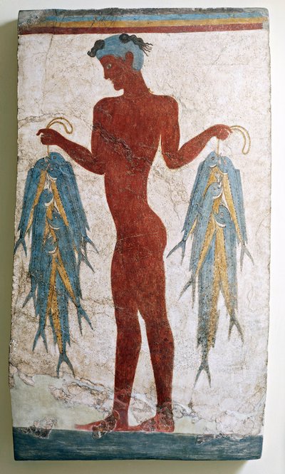 Greek civilization, fresco depicting fisherman, from Akrotiri, Thera, Santorini, Greece (fresco) بواسطة مينوان