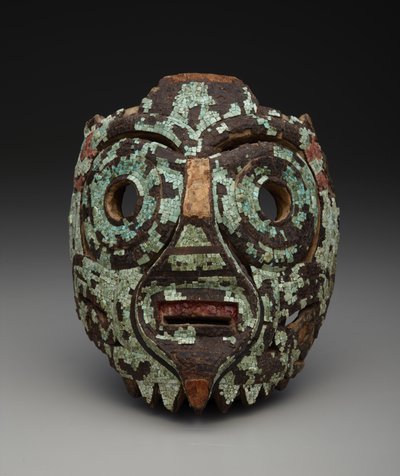 قناع من المحتمل أن يكون من Tlaloc ، حوالي 1350-1521 (خشب ، فيروزي ، قشرة ، ليجنيت وراتنج) بواسطة ميكستك ميكستك
