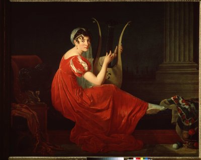 صورة لجوزفين بوداييفسكايا. امرأة أنيقة مع القيثارة. لوحة لمدموزيل ريفيير (1780 -؟) بواسطة مل ريفيير