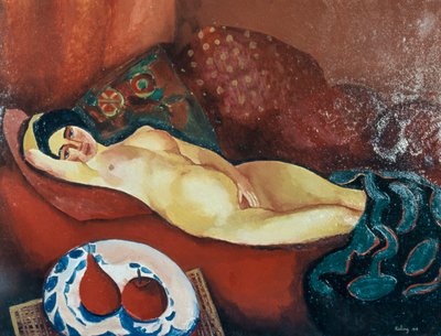 عارية على أريكة حمراء (زيت على قماش) بواسطة مويس كيسلينج