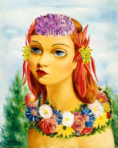 امرأة مع الزهور بواسطة مويس كيسلينج