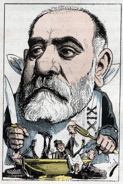 رسم كاريكاتوري يصور الناقد الدرامي فرانسيسك سارسي (1827-1899 بواسطة الطاغوت