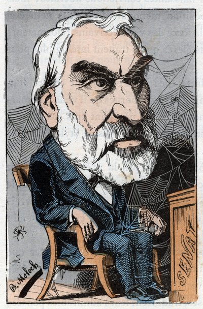 يوجين بيليتان (1813-1884) ، صحفي وأدبي فرنسي وسياسي في "Le Trombinoscope" لتوشاتوت ، رسم كاريكاتوري بقلم ب. مولوك عام 1882 (1849-1909). مجموعة خاصة. بواسطة الطاغوت