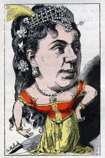 صورة إيما فالادون ديت تيريزا (1837-1913) مغنية ملهى فرنسية في "" Le Trombinoscope "لتوشاتوت ، رسم كاريكاتوري لب. مولوك عام 1882 (1849-1909). مجموعة خاصة. بواسطة الطاغوت