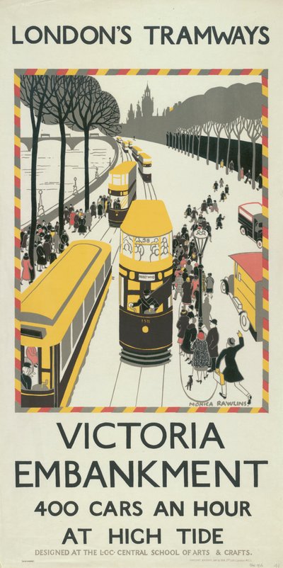 `` Victoria Embankment '' ، ملصق مجلس مقاطعة لندن LCC Tramways ، 1926 بواسطة مونيكا رولينز