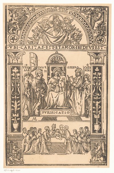 مريم مع الطفل والقديسين محادثة مقدسة محادثة مقدسة بواسطة Monogrammist AM (prentmaker 16e eeuw)
