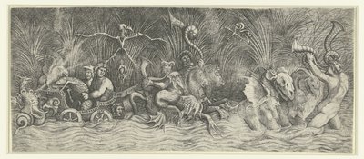 آلهة البحر على عربة رسمها الوحوش الأسطورية آلهة الماء بواسطة أميكو أسبيرتيني (رفض الإسناد)