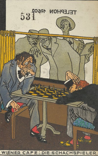مقهى فيينا: The Chess Players Wiener Café: The Chess Players ، 1911. بواسطة موريتز جونغ