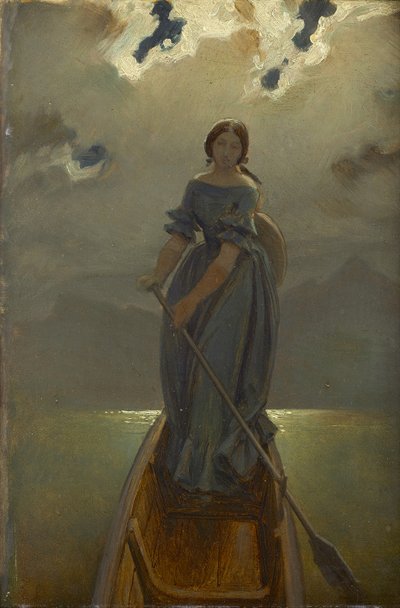 امرأة القارب البارونة ماري سبون في Gmundner See ، ج. 1851. بواسطة موريتز لودفيج فون شويند