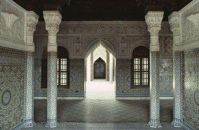 منظر داخلي لقصبة ثامر جلوي بواسطة المدرسة المغربية