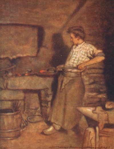 The Village Forge, Pont-Aven (طباعة حجرية ملونة) بواسطة مورتيمر لودينجتون مينبس