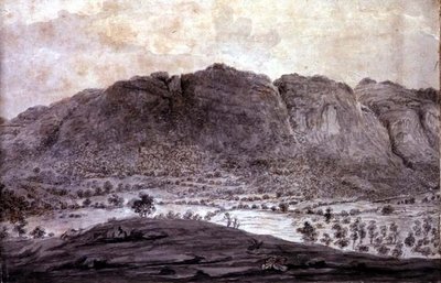 منظر بانورامي لديروينتووتر ووادي كيسويك ، تفاصيل الجبال حوالي 1772 (قلم رصاص وغسل على الورق) (انظر 92086-90) بواسطة موسى (Attr. To) Griffith
