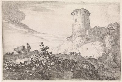منظر طبيعي مع برج دائري المناظر الطبيعية الأركادية (عنوان السلسلة) بواسطة Moyses van Wtenbrouck