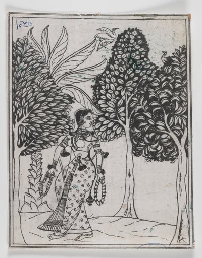 كامود راجيني ، 1605-1610 (حبر على ورق) بواسطة مدرسة موغال