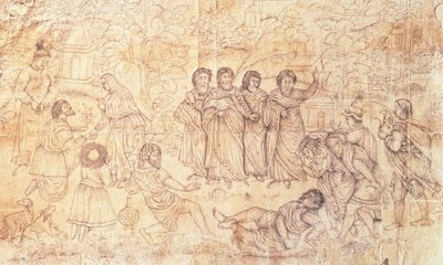 وفاة حنانيا ، c.1650-1680 بواسطة مدرسة موغال