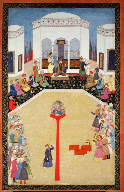 القبض على السلطان بايزيد التركي ، ألبوم جونسون الأول ، رقم 2 رقم 9 ، c1680 (الغواش على ورقة الألبوم) بواسطة مدرسة موغال