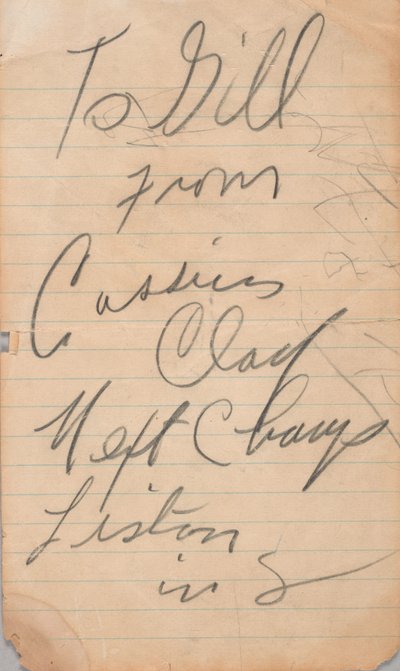 توقيع شخصي كتبه كاسيوس كلاي ، 1963. بواسطة محمد علي