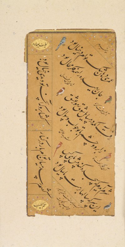 صفحة الخط ، أواخر القرن السادس عشر. بواسطة محمد حسين الكاتب