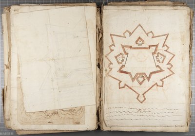 مجموعة رسومات كتبها Mutio Oddi من Urbino وآخرون - Po Fume ، c.1635-40 (قلم وحبر على ورق في مجلد مقيد) بواسطة Muzio Oddi