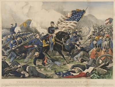 معركة ويليامزبرج ، فيرجينيا في الخامس من مايو عام 1862 (طباعة حجرية ملونة) بواسطة كوريير وآيفز