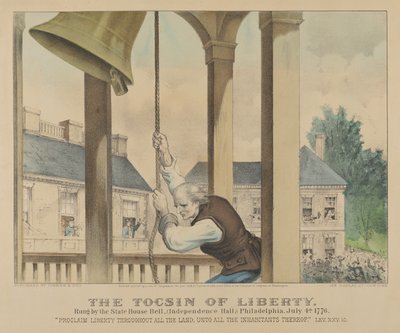 The Tocsin of Liberty Rung بواسطة جرس State House ، فيلادلفيا في 4 يوليو 1776 بواسطة كوريير وآيفز