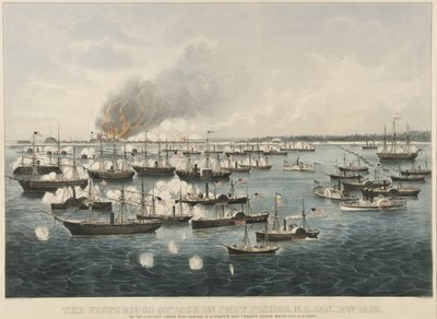الهجوم المنتصر على فورت فيشر ، 1865 (طباعة حجرية ملونة) بواسطة كوريير وآيفز