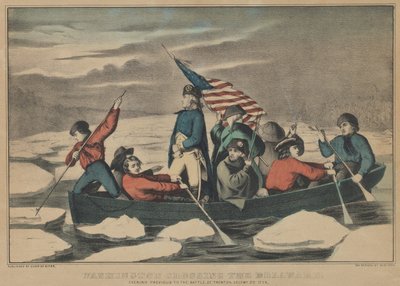واشنطن تعبر ديلاوير في المساء السابق لمعركة ترينتون ، 5 ديسمبر 1776 بواسطة كوريير وآيفز