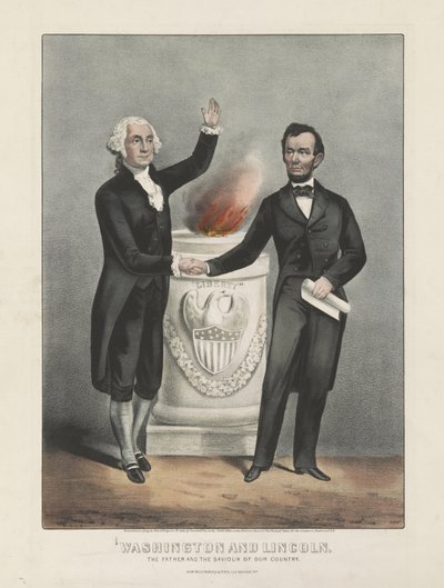 واشنطن ولينكولن. الأب ومخلص بلادنا حوالي 1865 (طباعة حجرية ملونة) بواسطة كوريير وآيفز